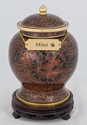 This elegant urn is an example of what's available to hold cremains following pet cremation.
